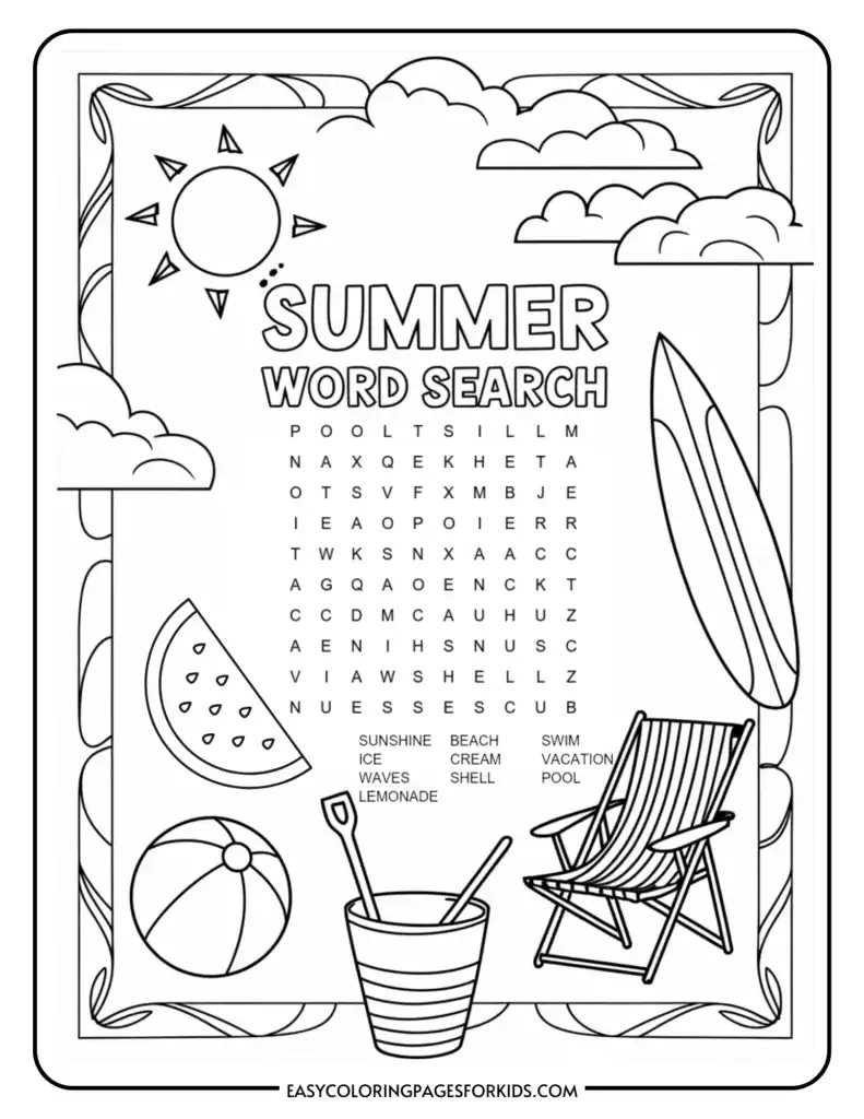 Free Coloring Word Search Printable