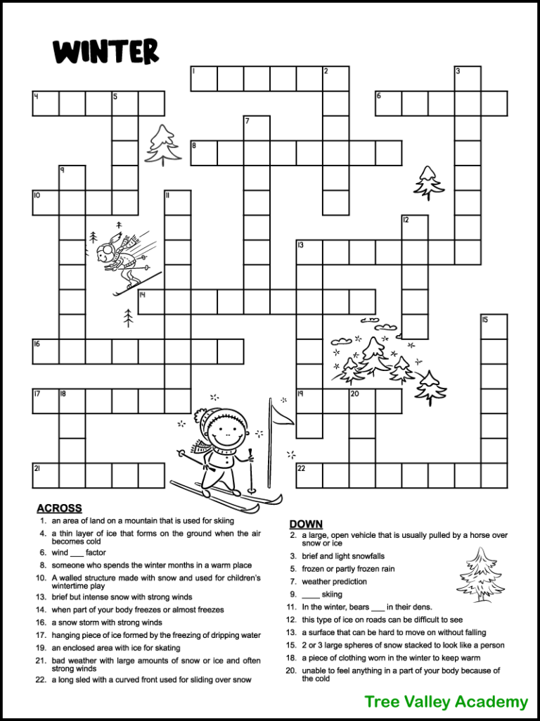 Printable Skiing Crossword Puzzles