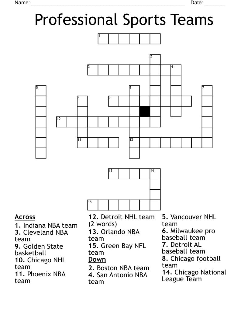 Nba Teams Crossword Puzzles Printable