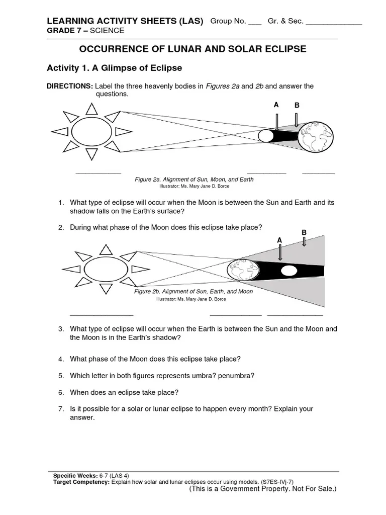 Q4 Science7 LAS2 Eclipse PDF Solar Eclipse Moon