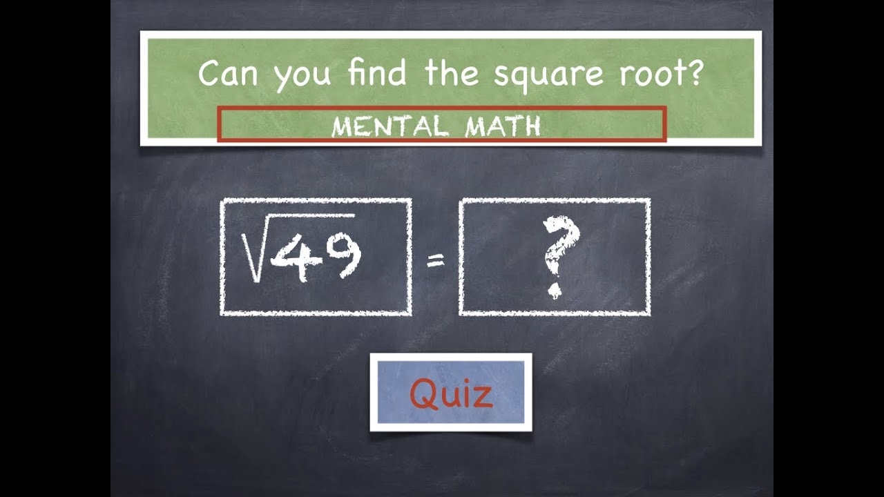 Rapid Recall Quiz Square Root Mental Part 1