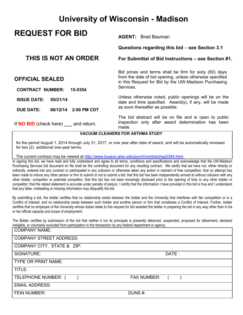 Request For Bid Package