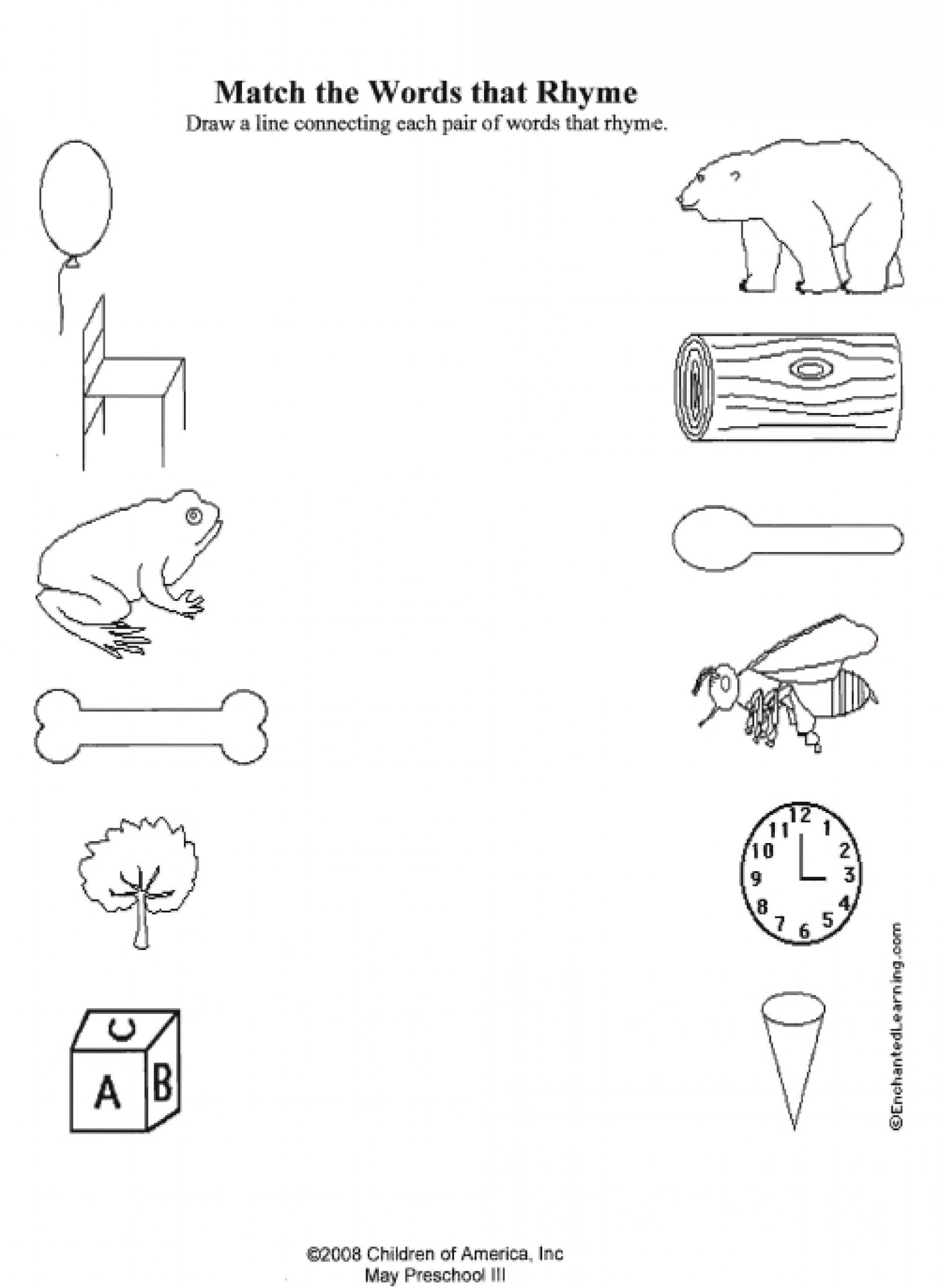 Printable Rhyming Worksheets For Kindergarten