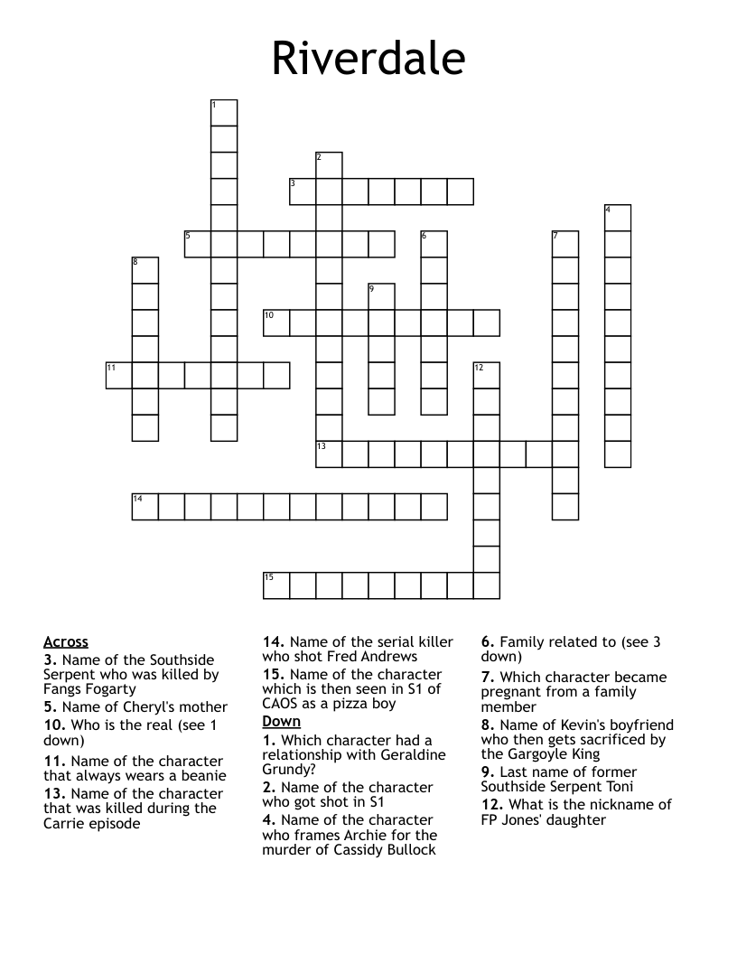 Riverdale Crossword WordMint