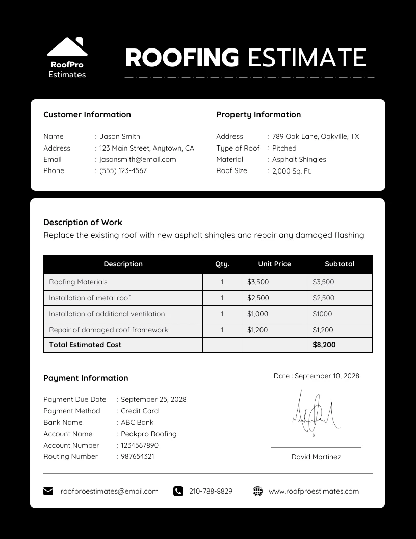 Roofing Estimate Template Venngage