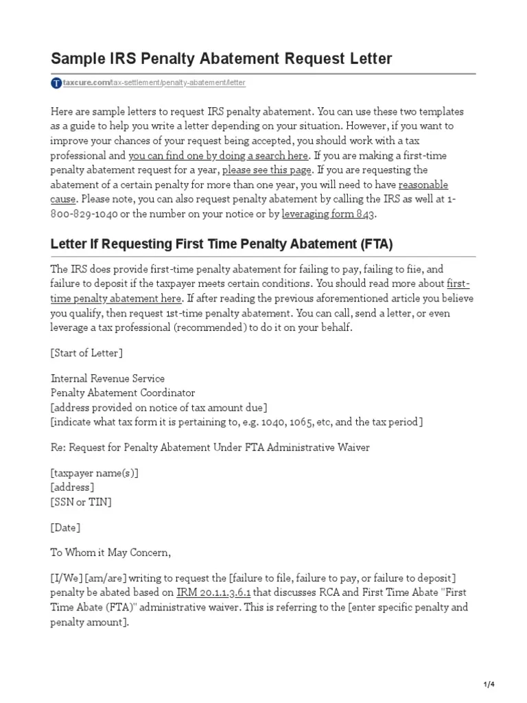 Irs Form To Request Waiver Of Penalty