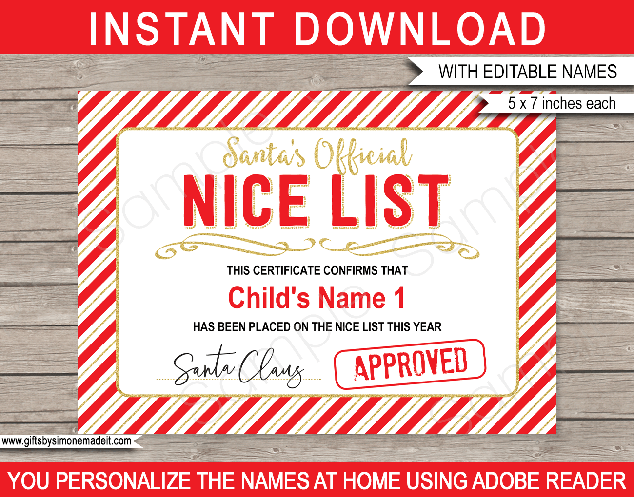 Santa s Official Nice List Certificate Red amp Gold