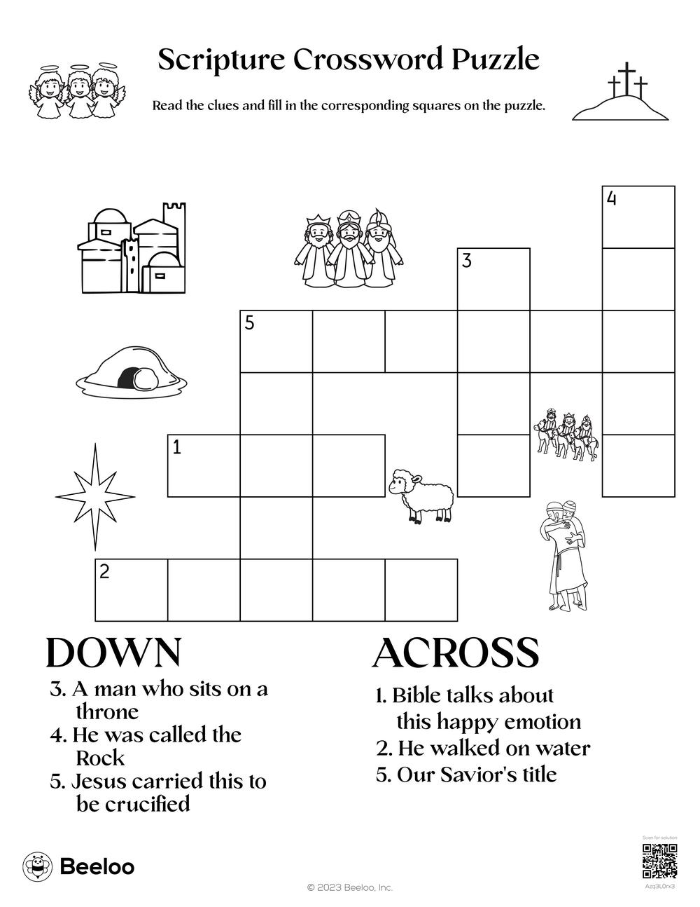 Scripture Crossword Puzzle Beeloo Printable Crafts And 
