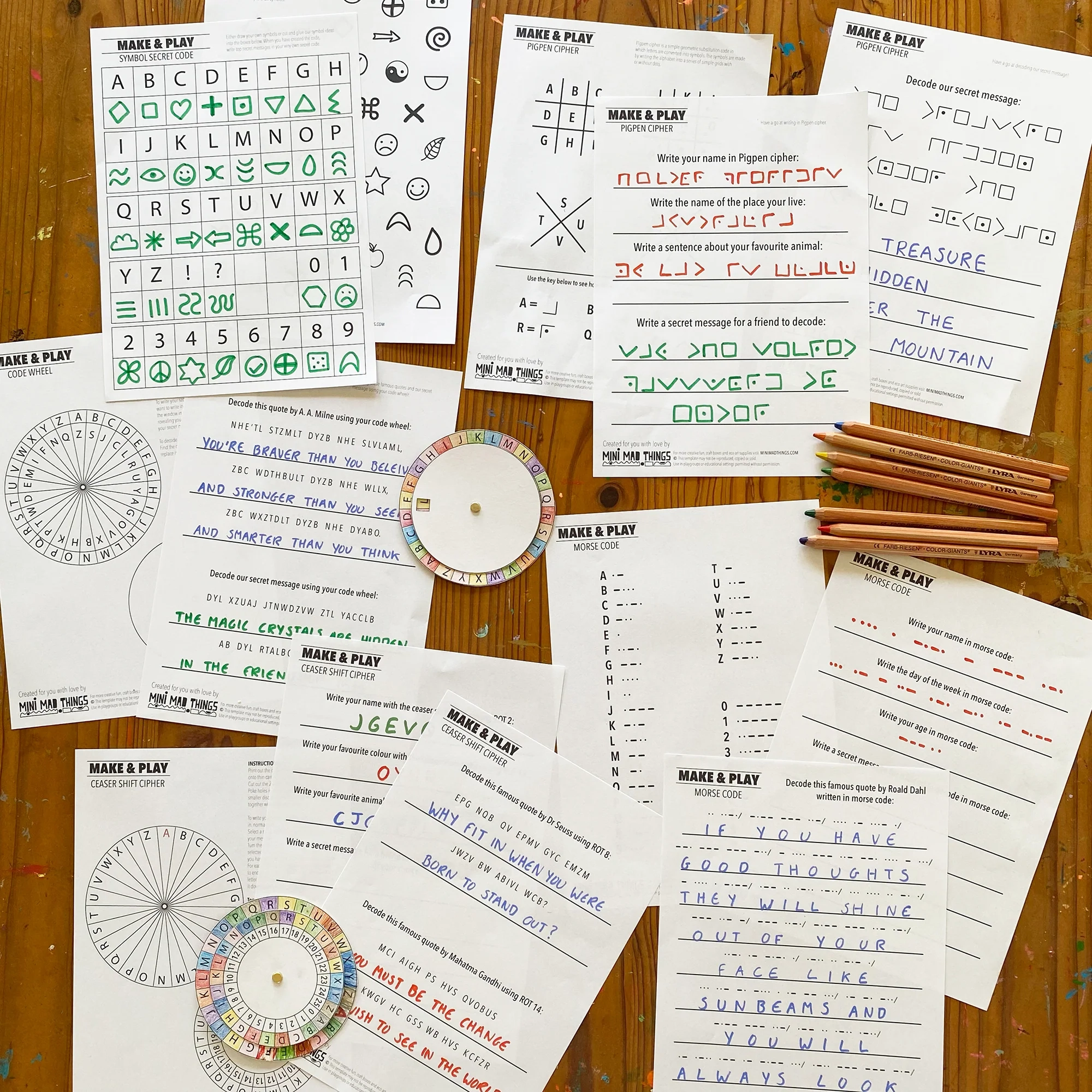 Secret Codes Printable Activity Sheets Mini Mad Things