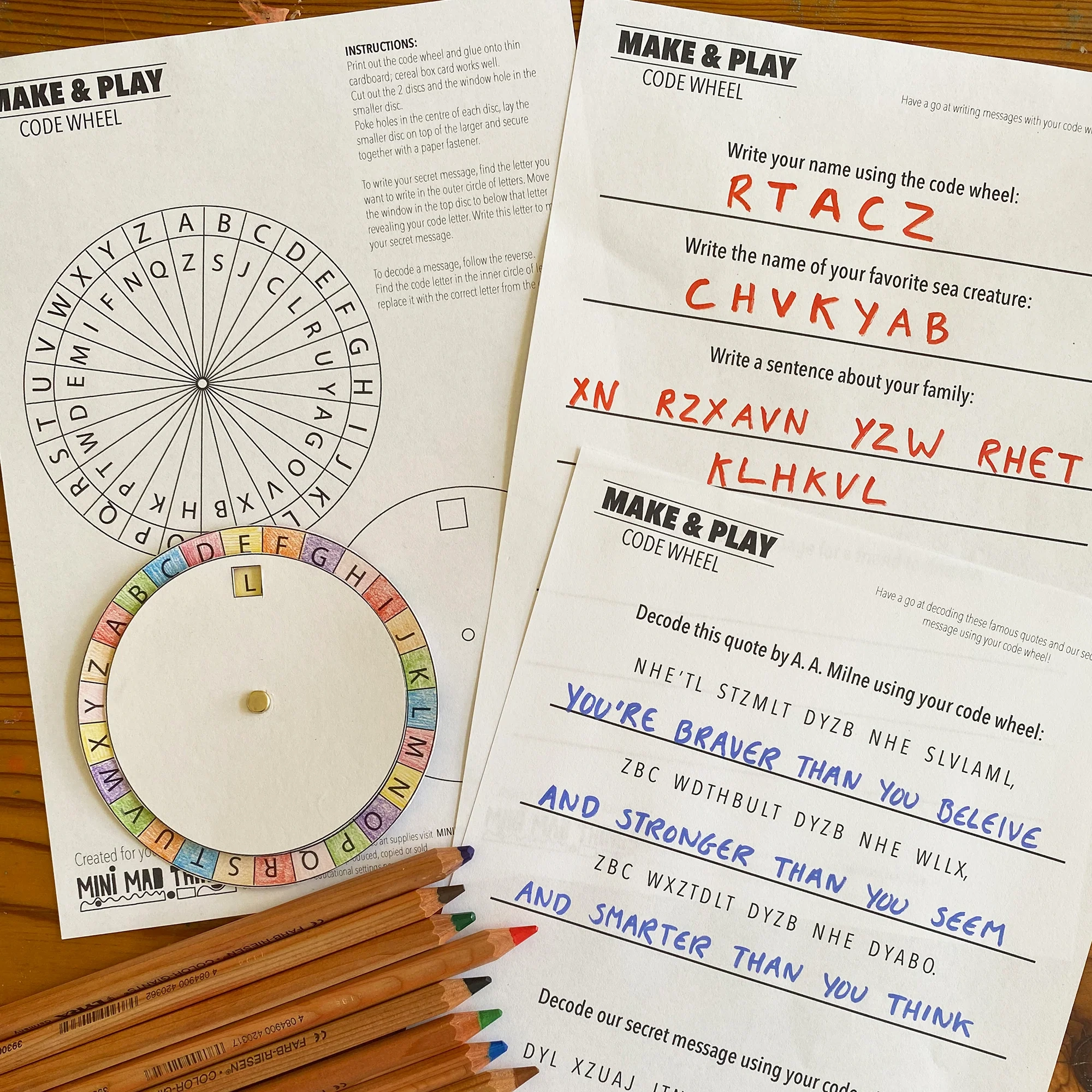 Secret Codes Printable Activity Sheets Mini Mad Things