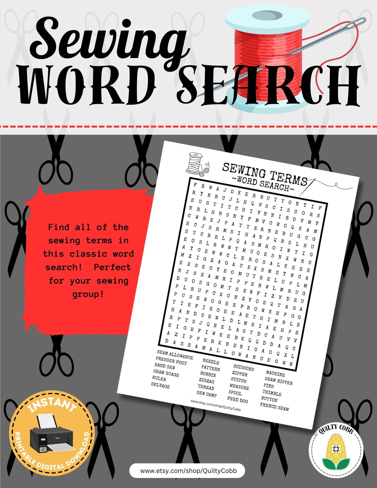 Sewing Word Search Etsy