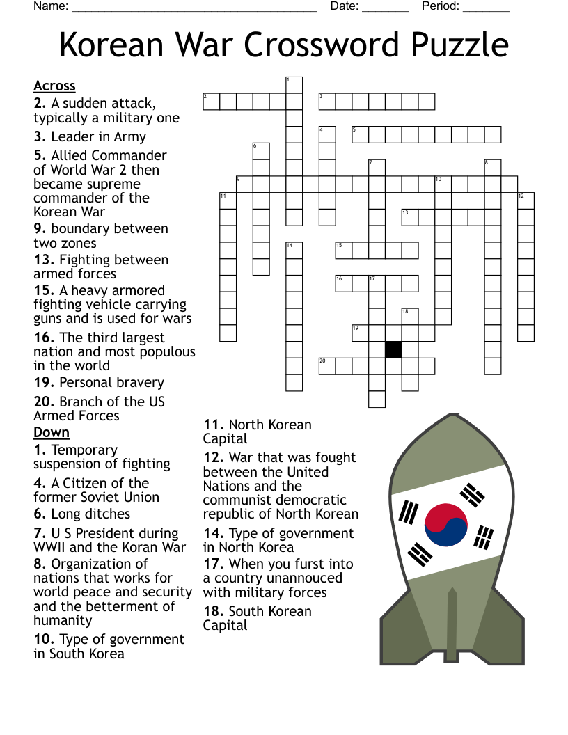 Sheet 15 Year 10 Military Crossword WordMint