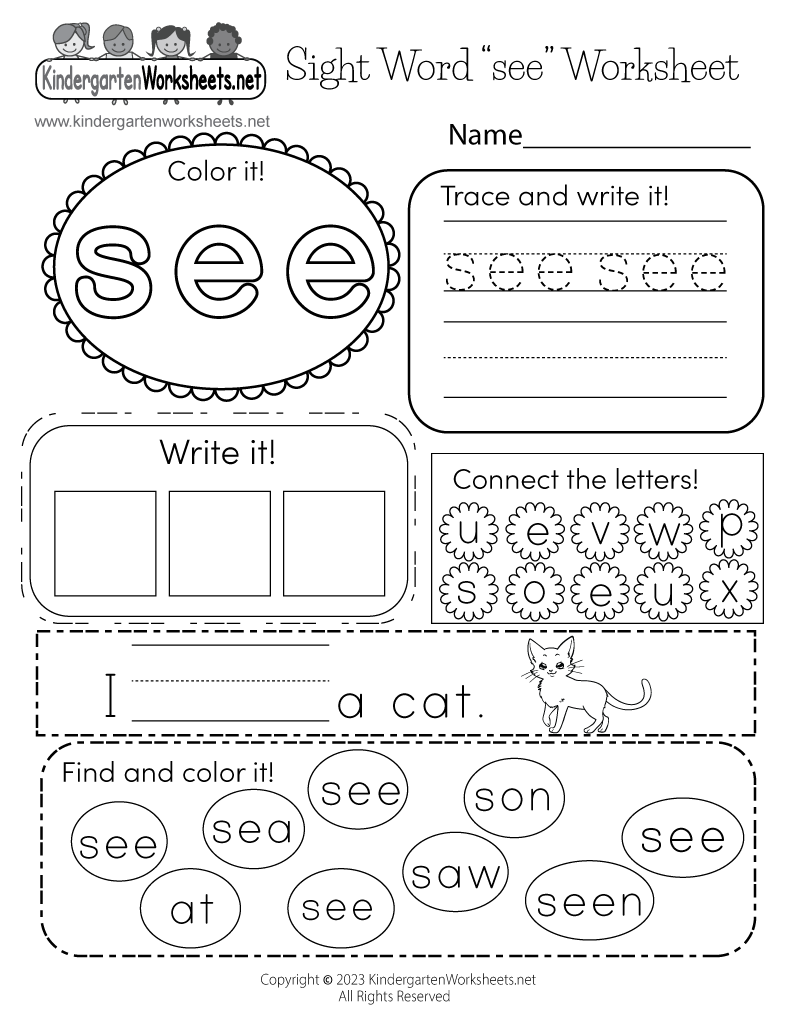 Sight Word see Worksheet Free Printable Digital amp PDF