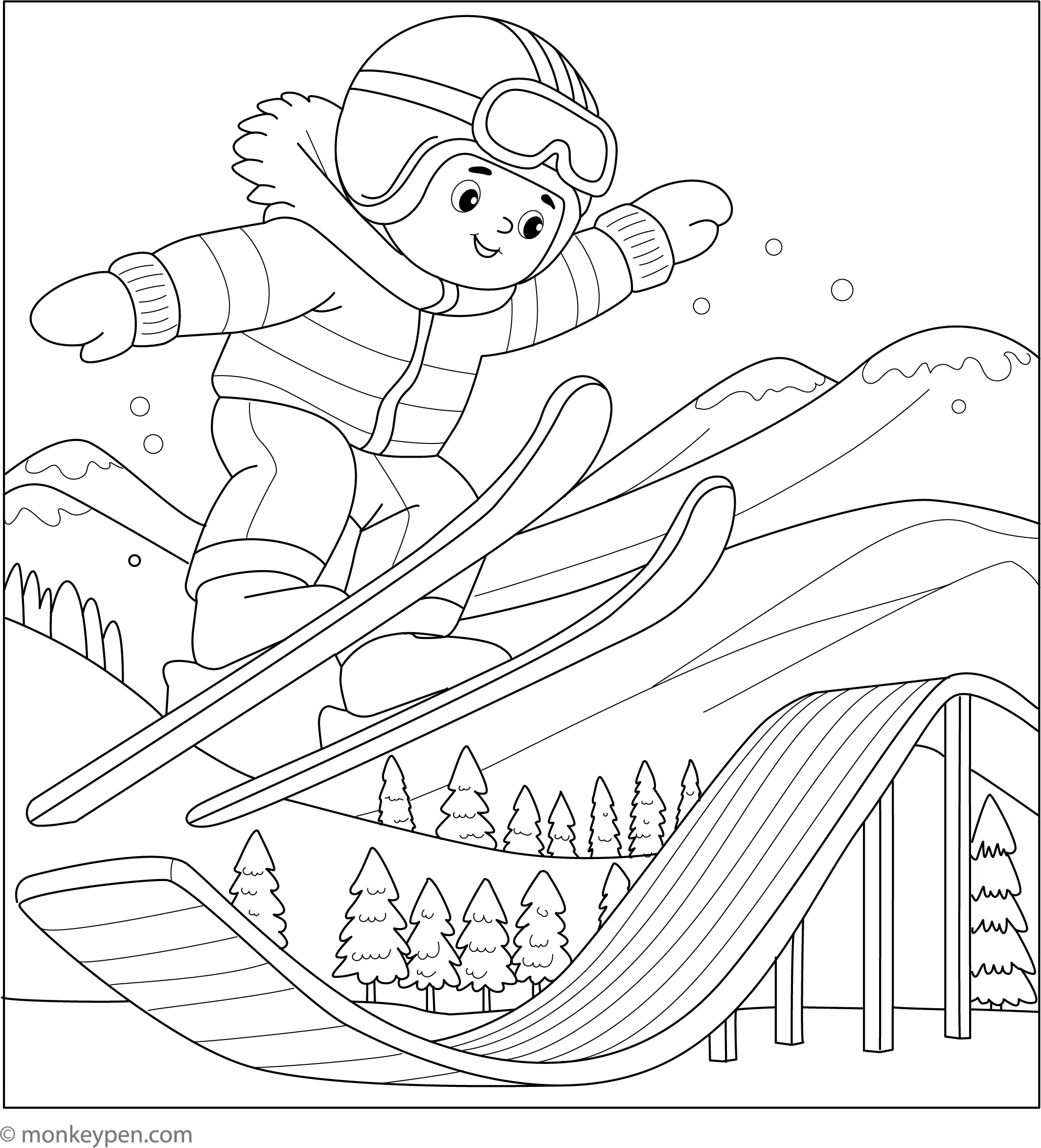 ski jumping coloring page free printable pdf for kids fun