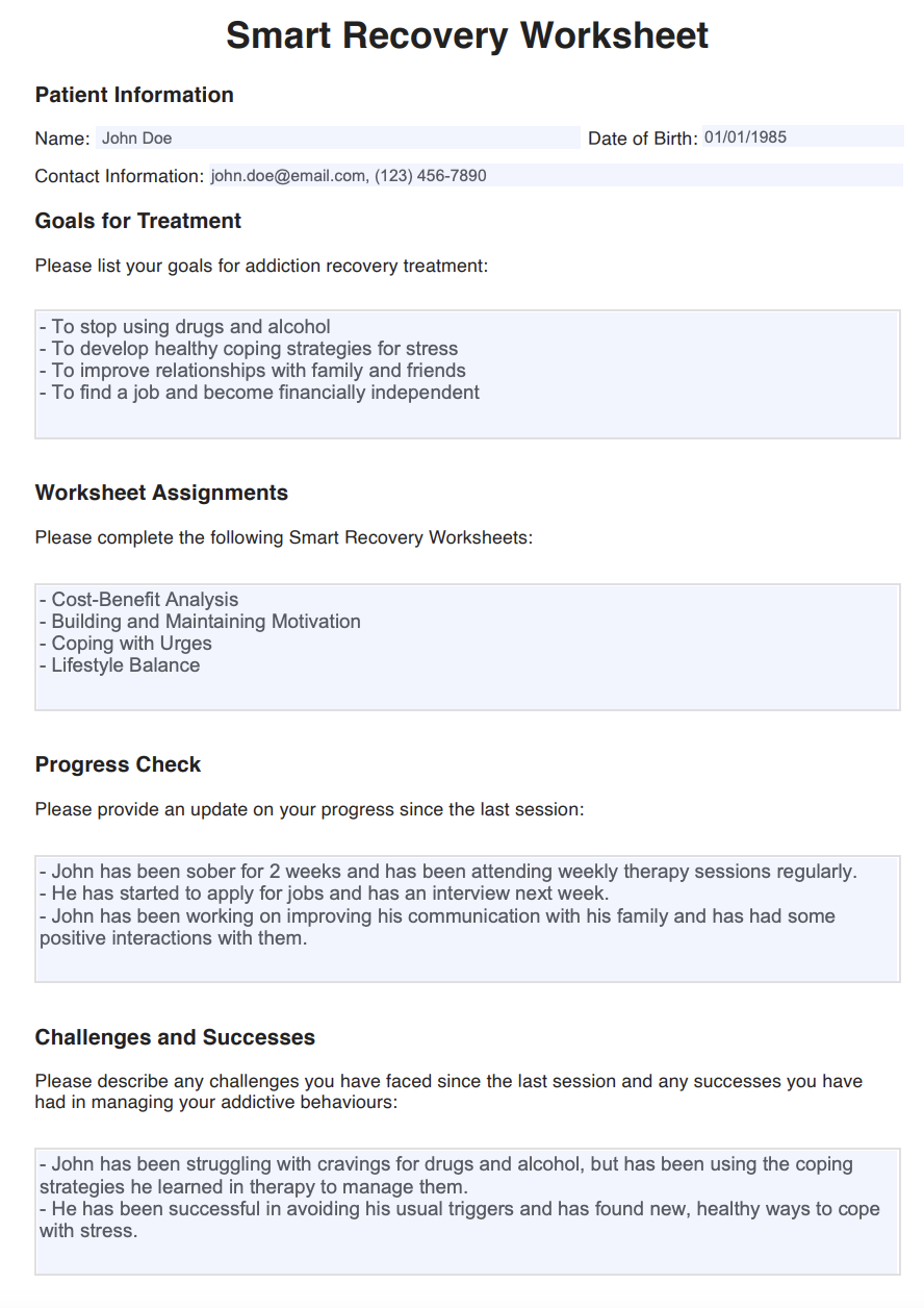 Smart Recovery Worksheets Empower Your Journey To Wellness
