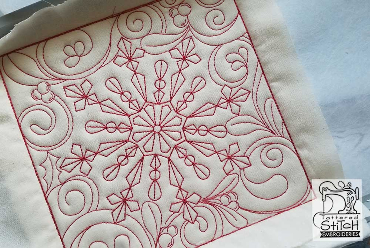 Snowflake Quilt Block Multiple Sizes In The Hoop Continuous 