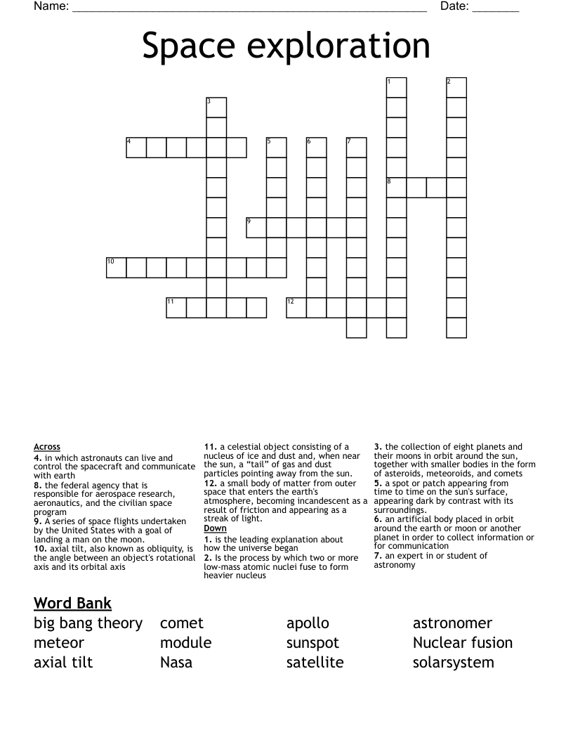 Space Exploration Crossword WordMint