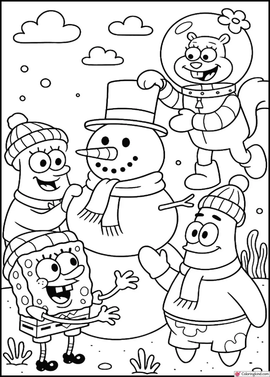 Spongebob Christmas Coloring Pages Printable