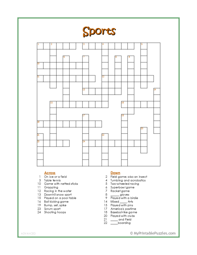 Printable Crossword Puzzles And Answers