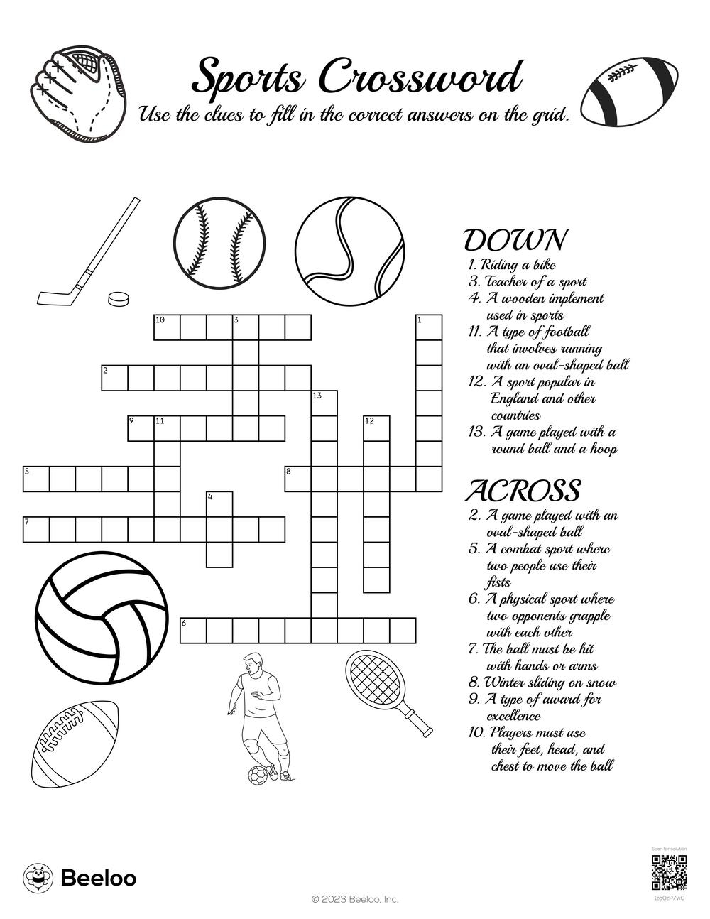 Free Printable Sports Crossword Puzzles