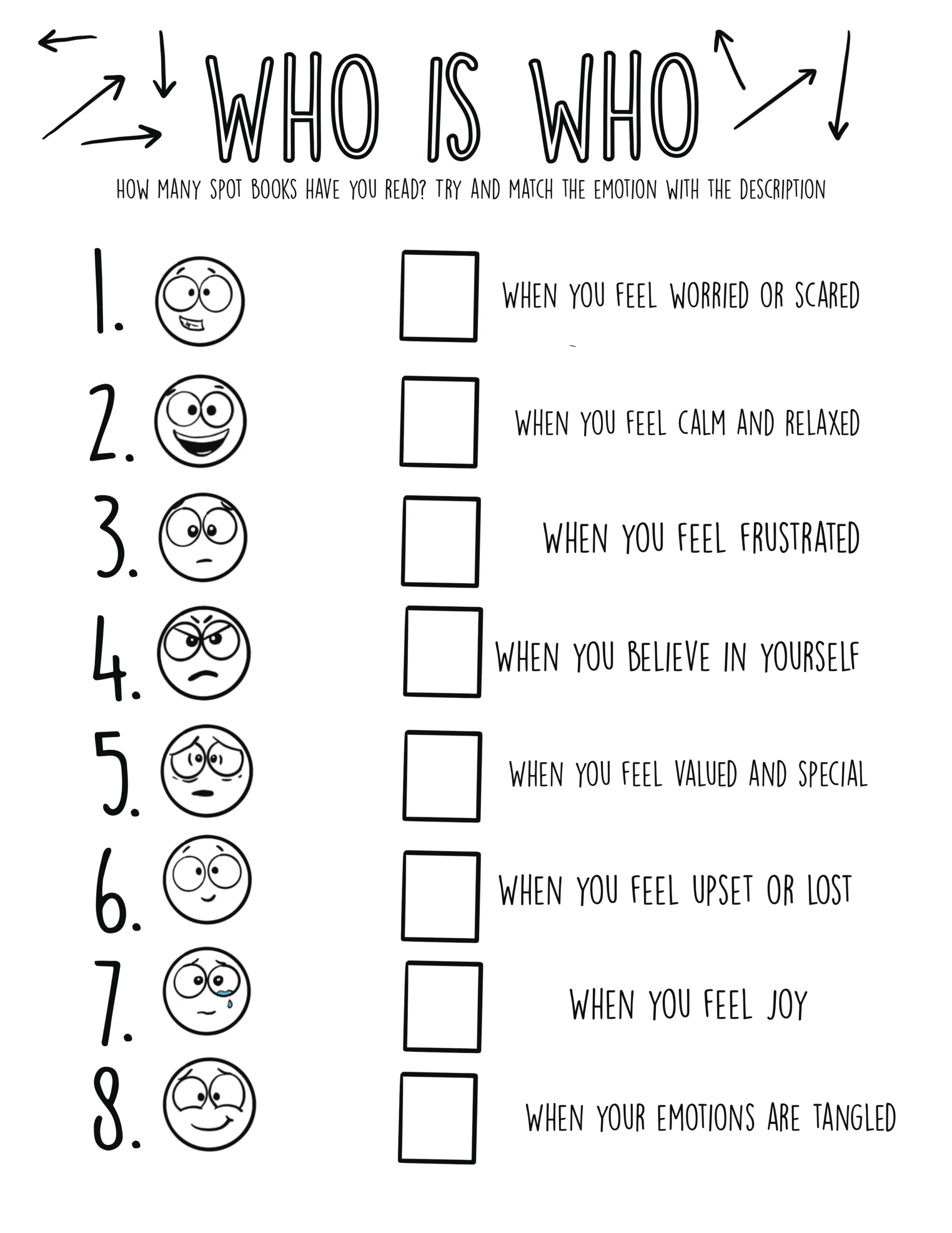 SPOT Emotions Who Is Who Download Activity Printable Diane Alber