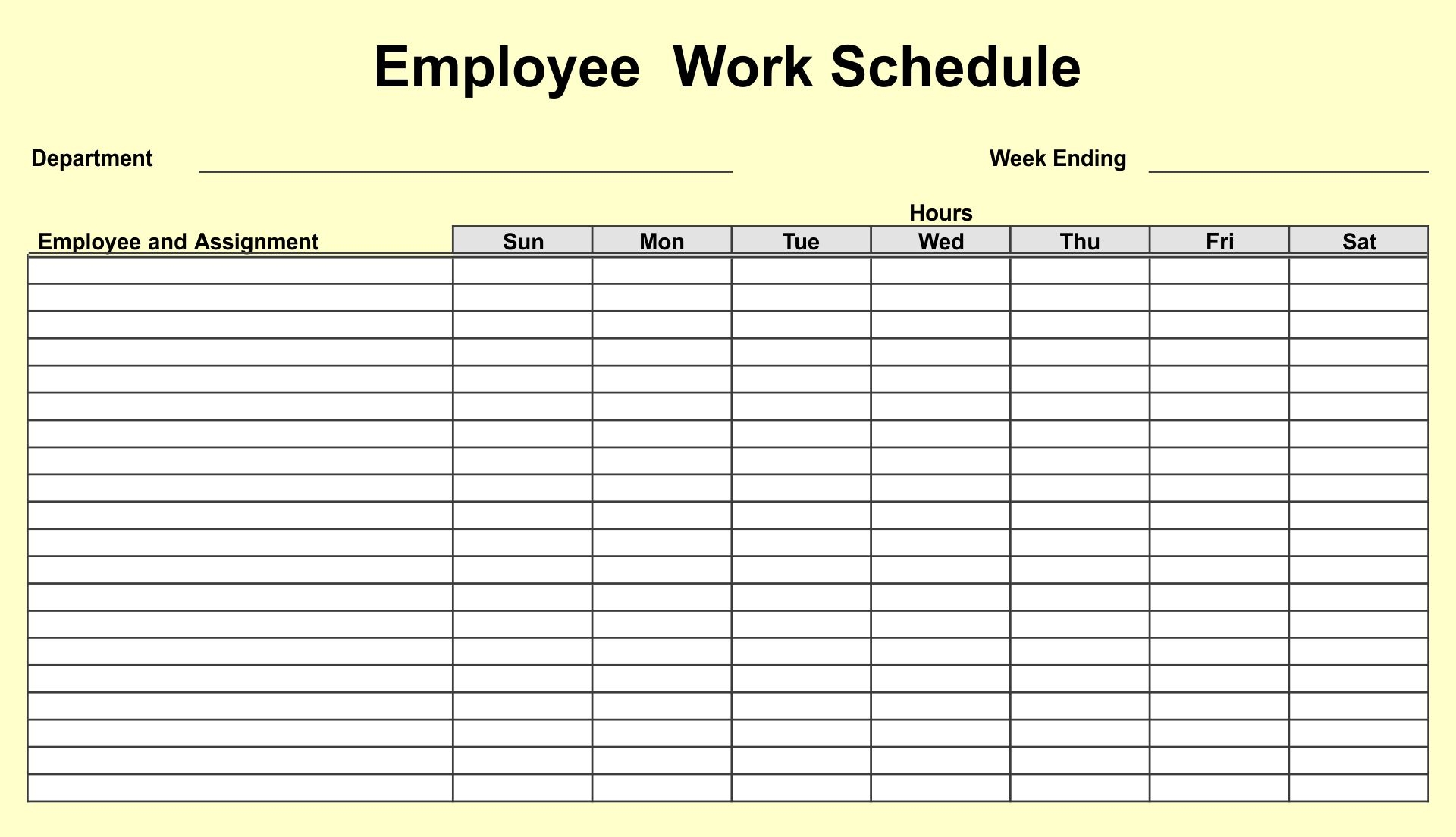 Printable Spreadsheet Template