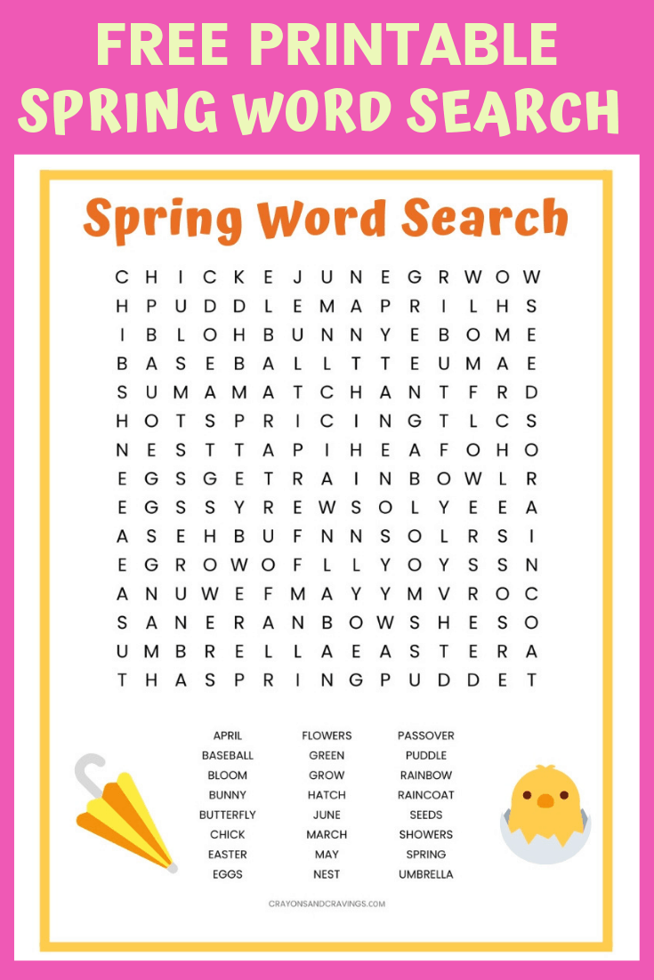 Free Printable Spring Word Search Puzzles