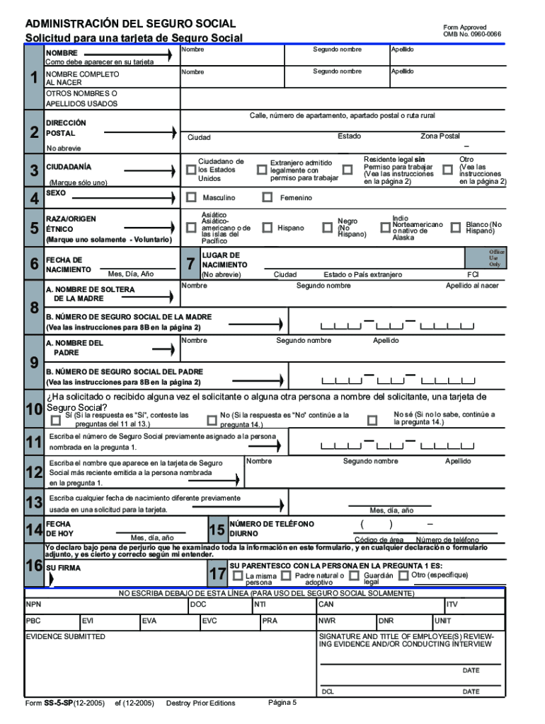 Printable Form Ss-5