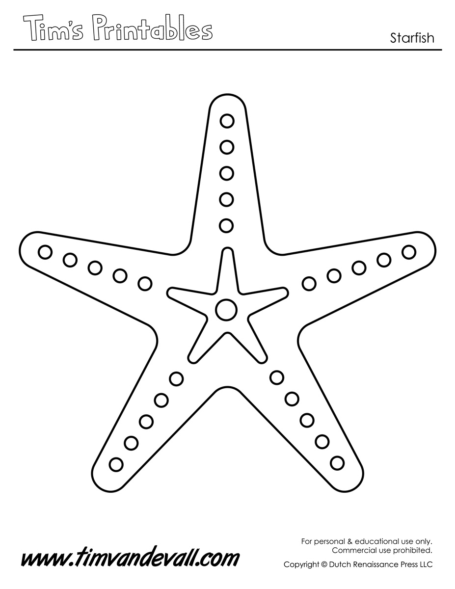 Starfish Template Sea Star Templates For Preschool Art