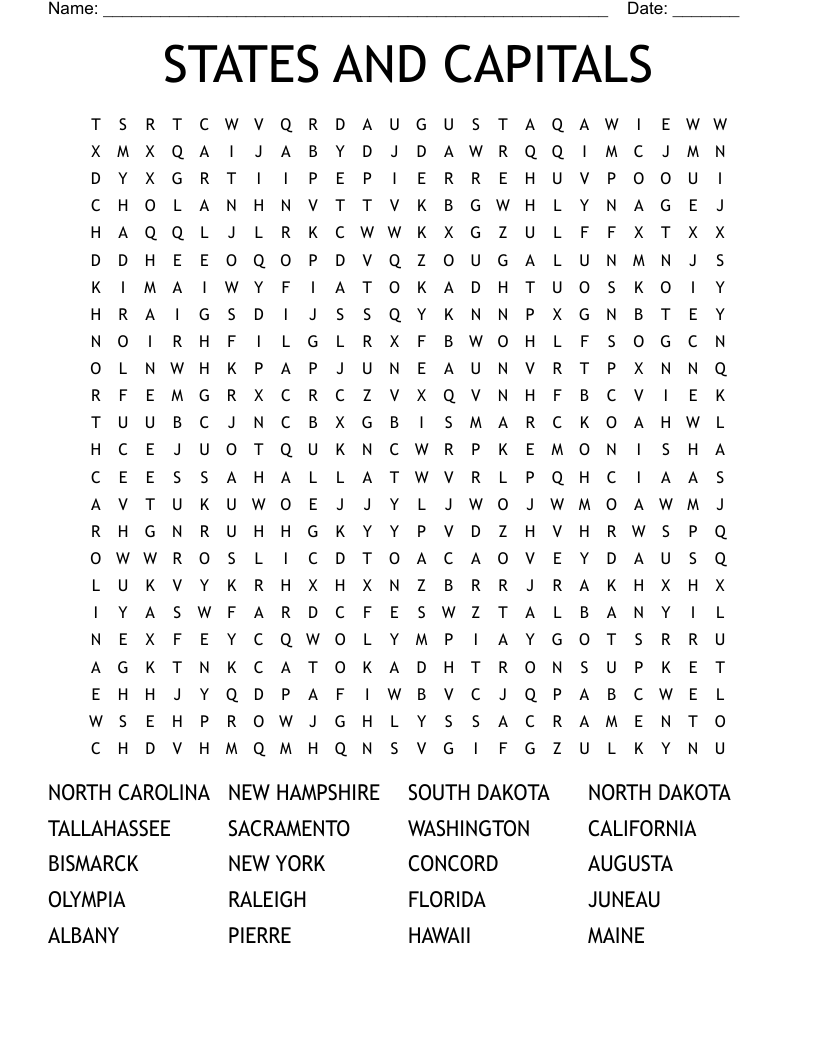 States And Capitals Midwest Worksheet WordMint
