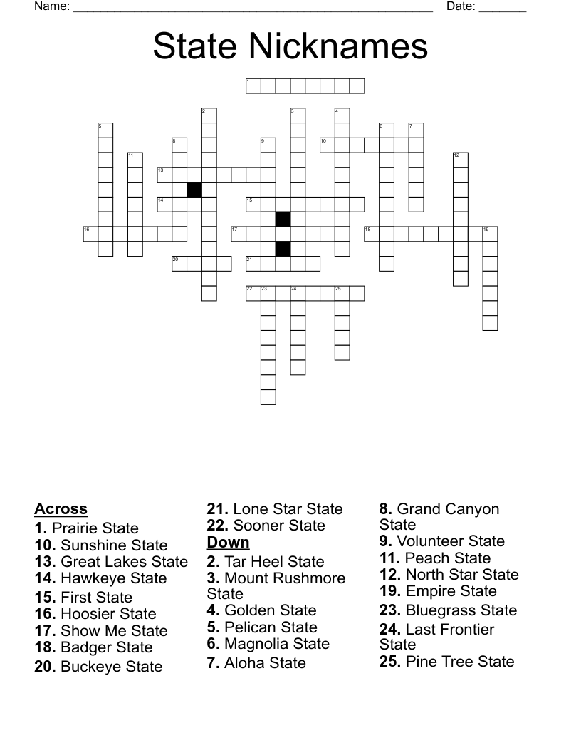 States Crossword WordMint