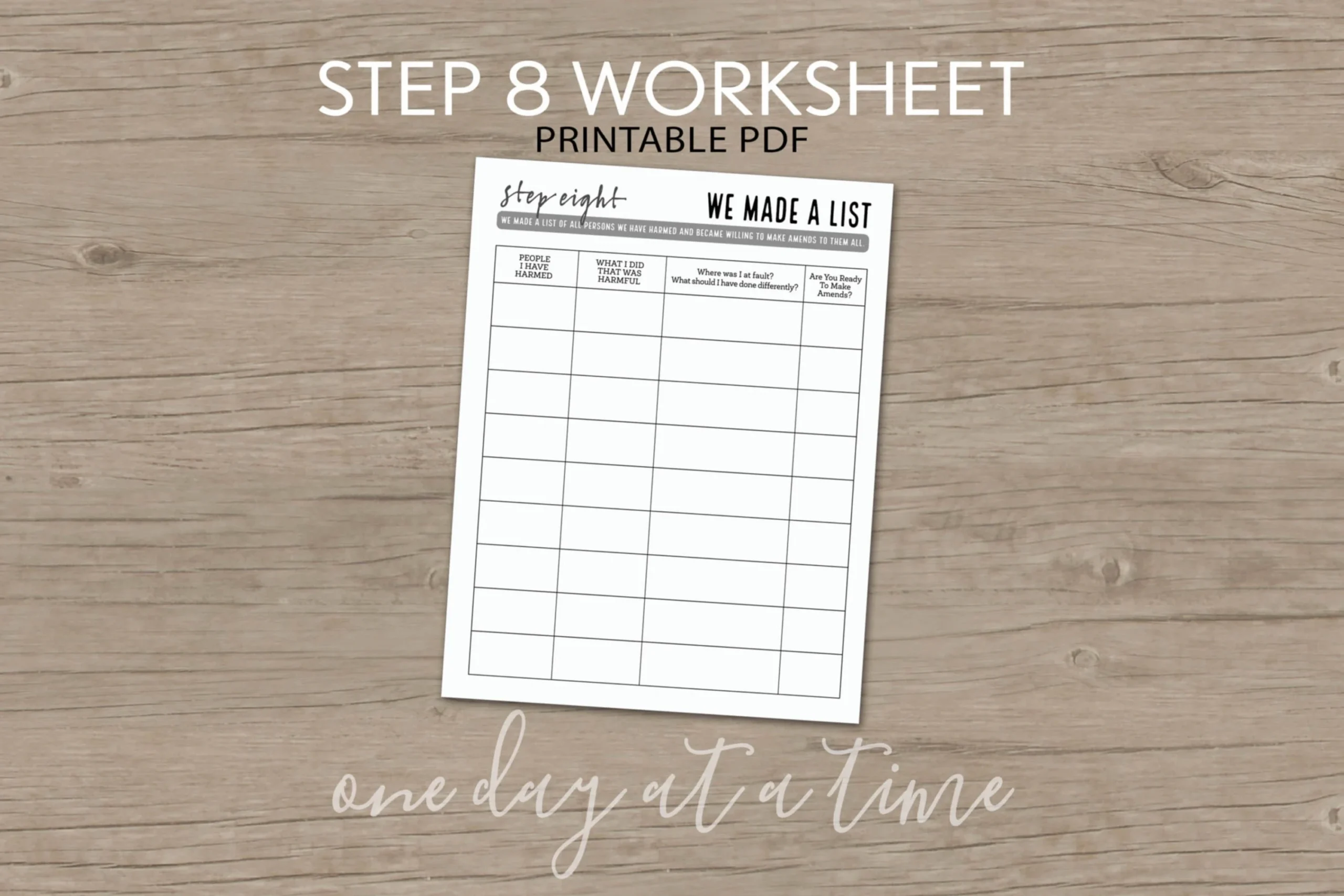 Step 8 Amends Worksheet Sobriety Recovery printable PDF Etsy UK