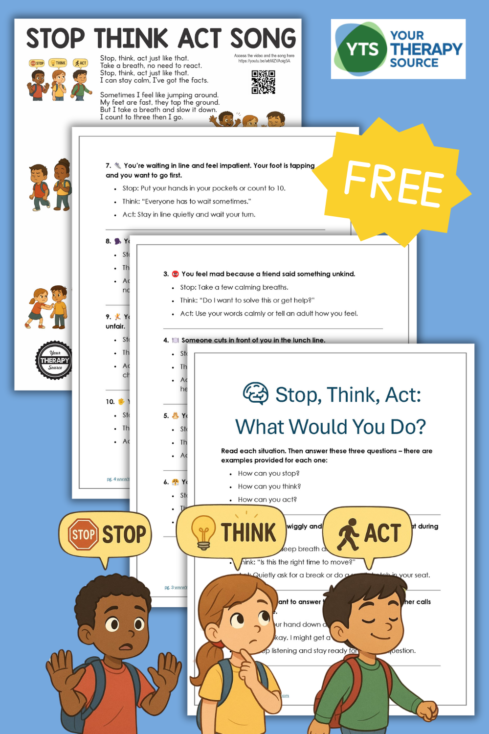Stop Think Act Impulse Control Free Printables And Song Your 