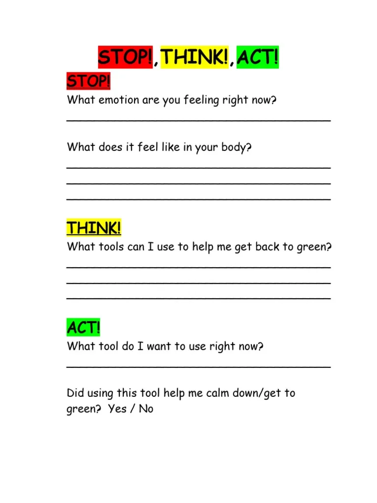 Stop Think Act PDF Self Improvement Lifestyle