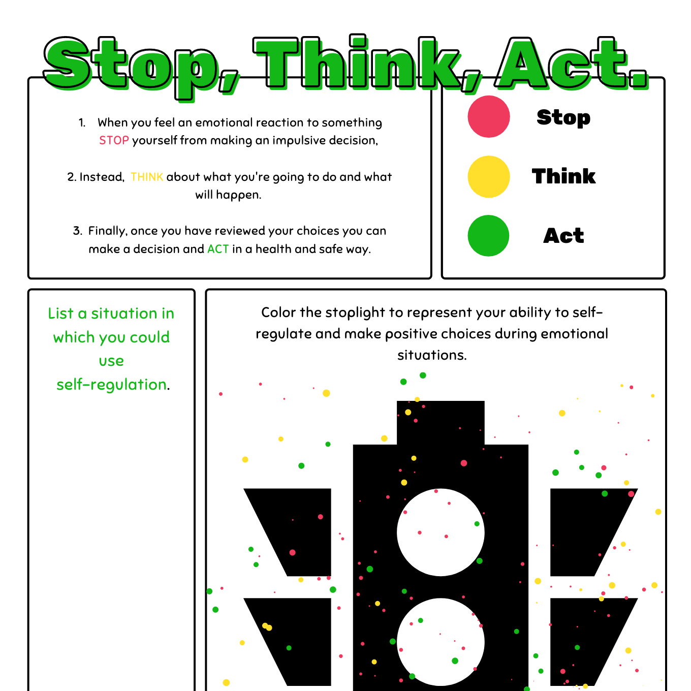 Free Printable Stop Think Act Worksheet