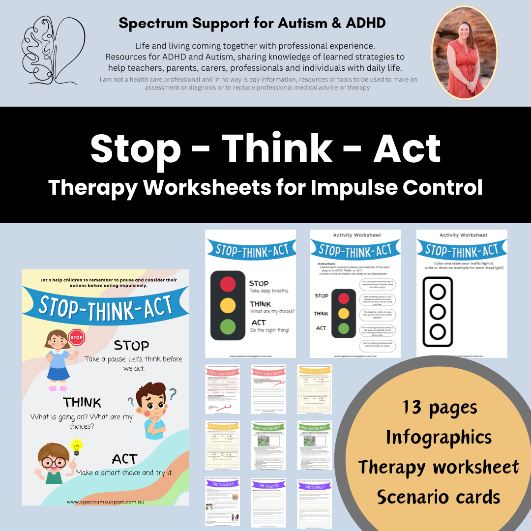Stop Think Act Therapy Impulse Control Therapy Worksheets For Kids 
