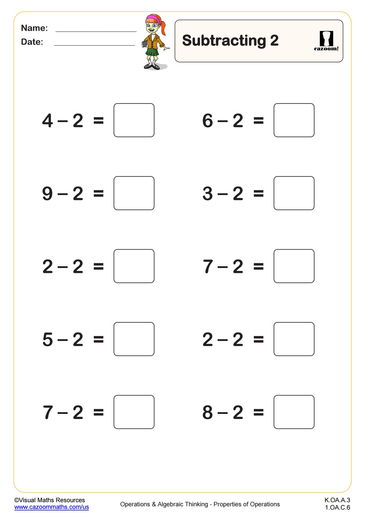 Subtraction Printable Worksheets