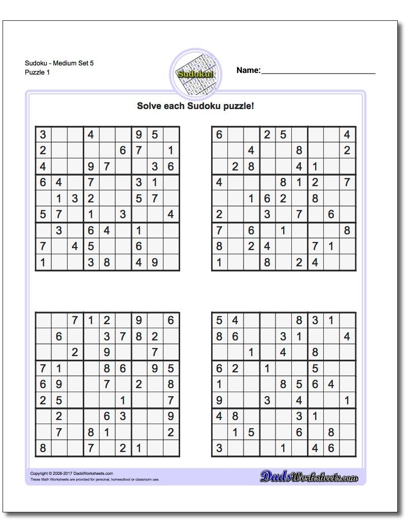 Free Sudoku Puzzles Printable