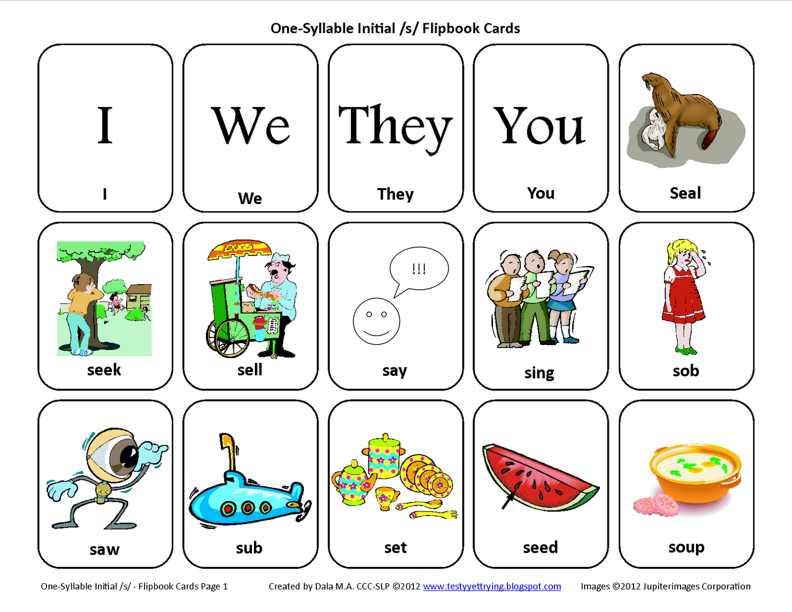 Testy Yet Trying Initial S Free Speech Therapy Articulation 