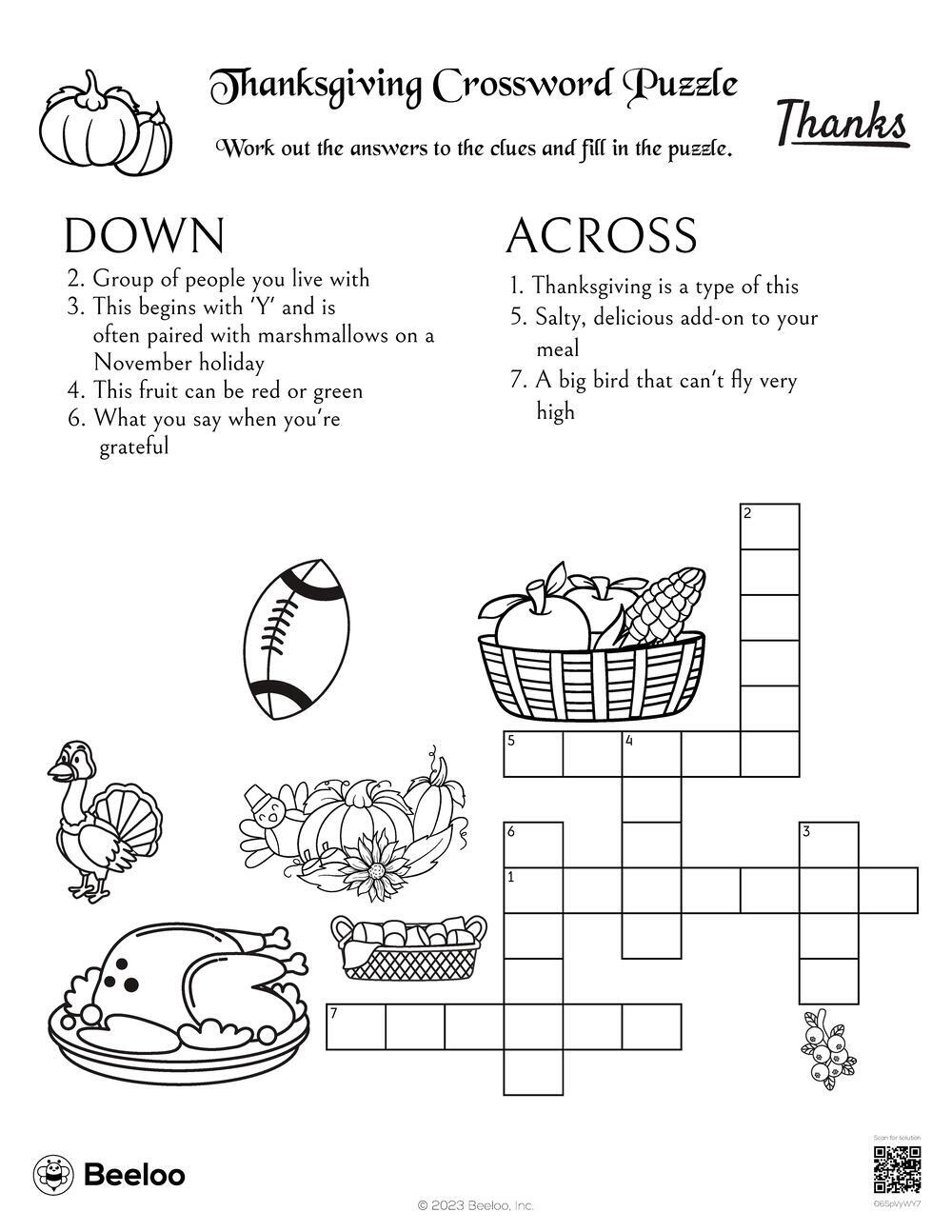 Thanksgiving Puzzle For Kids