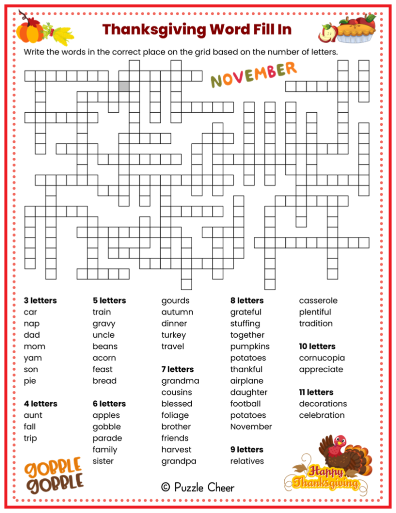 Free Printable Thanksgiving Puzzles