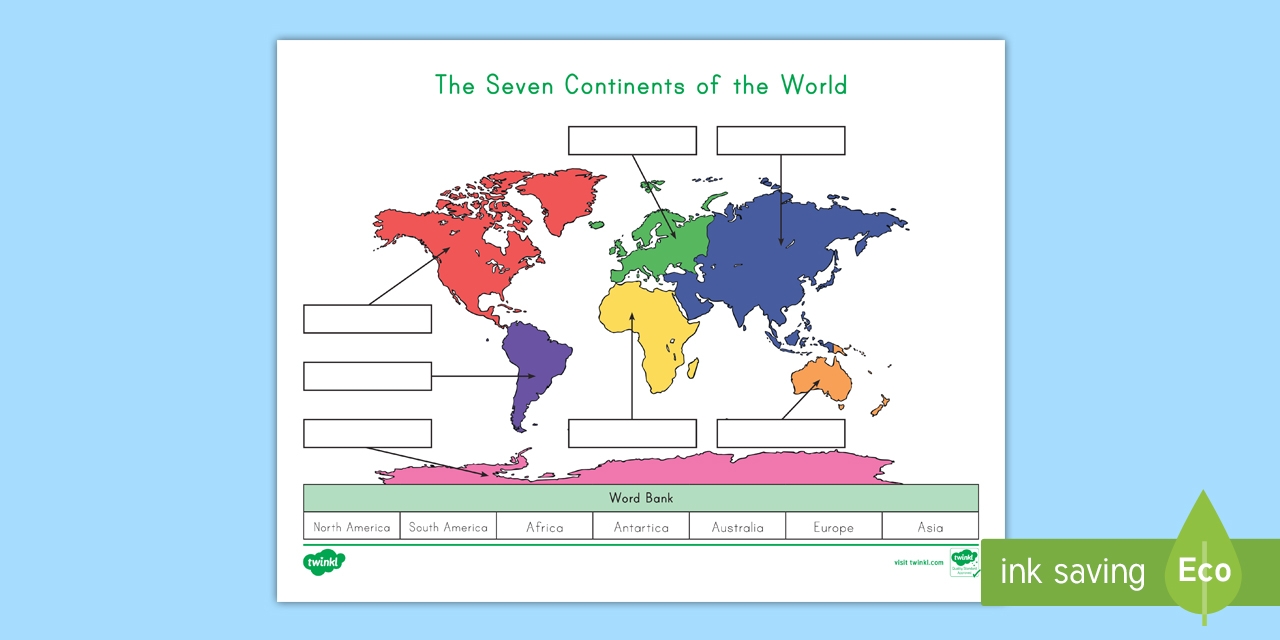 The Seven Continents Cut And Paste Labeling Worksheet For 1st 2nd 