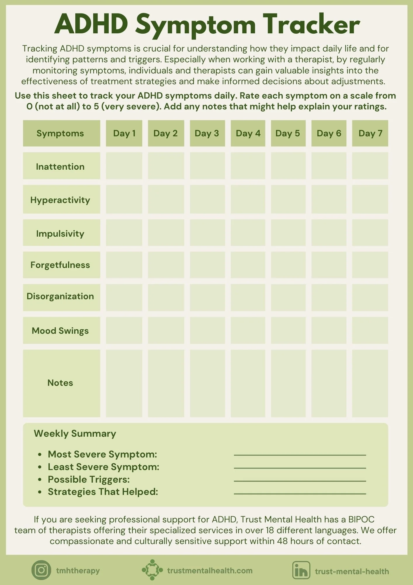 Printable Therapy Worksheets