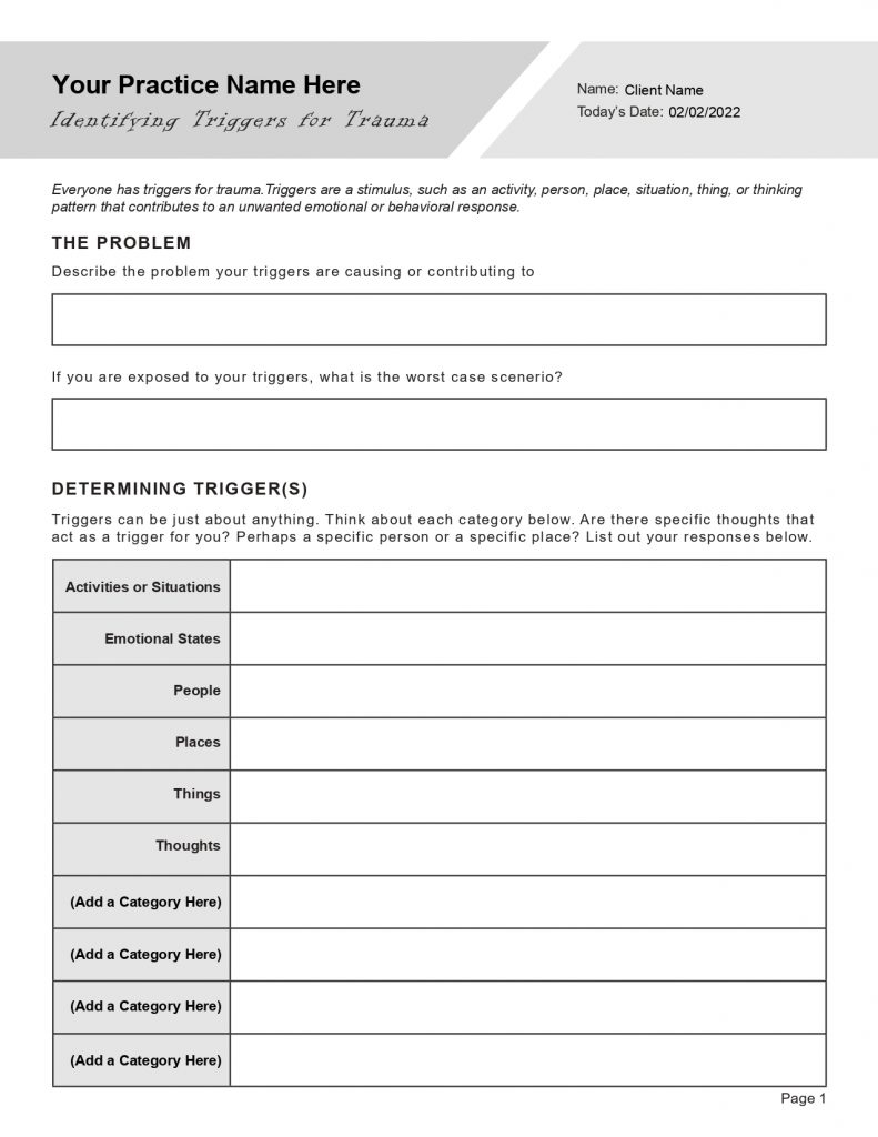 Free Printable Ptsd Workbook