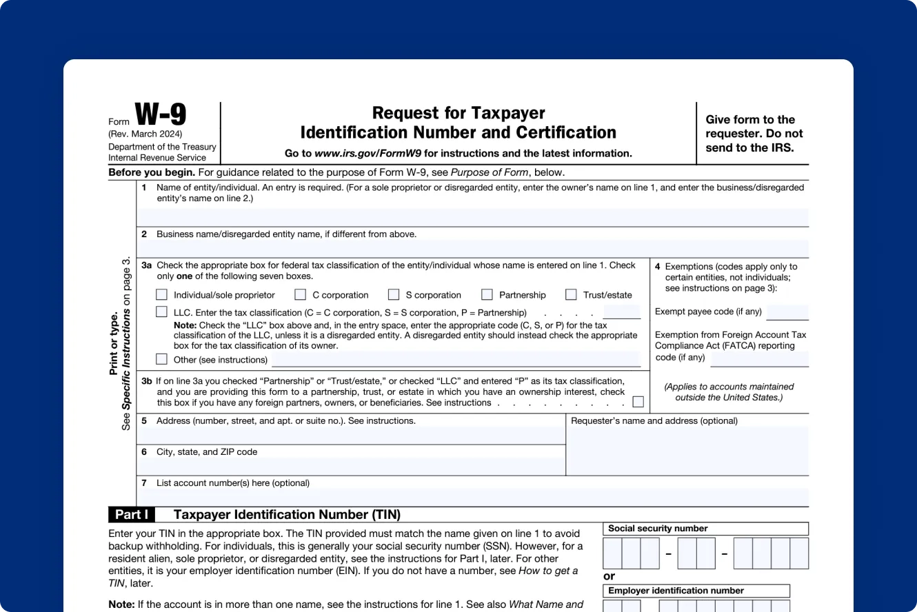 Irs W 9 Form For 1099 Employees