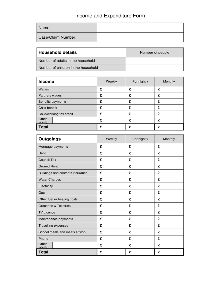 UK CRS Income And Expenditure Form Fill Online Printable 