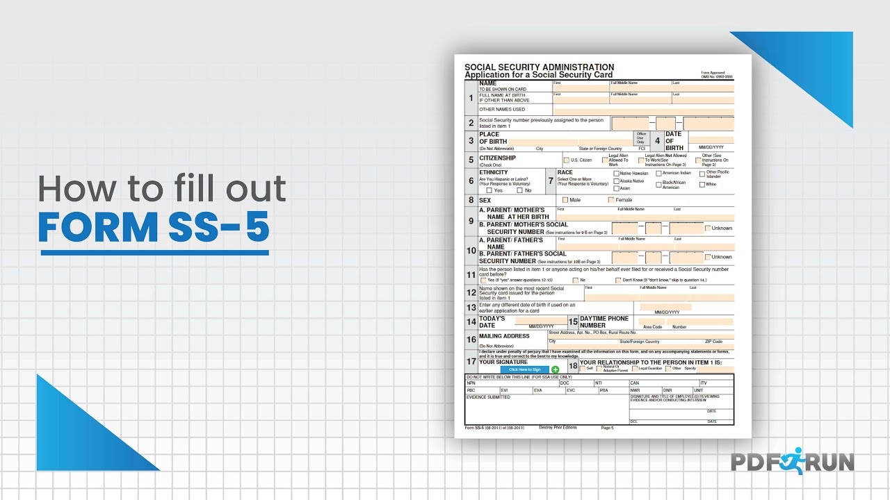 Using Form SS 5 To Apply For A Social Security Card PDFRun