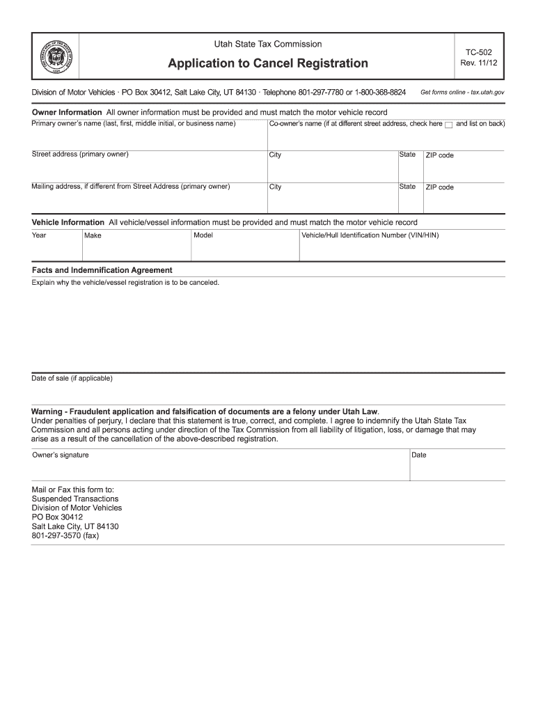Utah Title Application Fill Out amp Sign Online DocHub