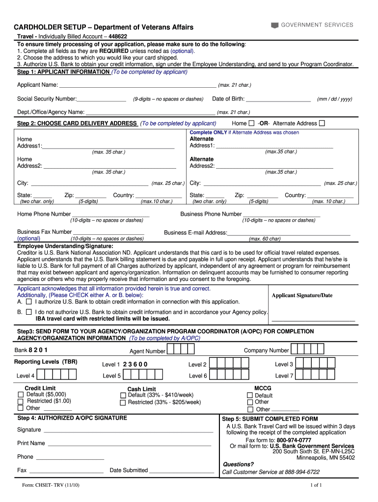 VA CHSET TRV Form Fill Online Printable Fillable Blank 