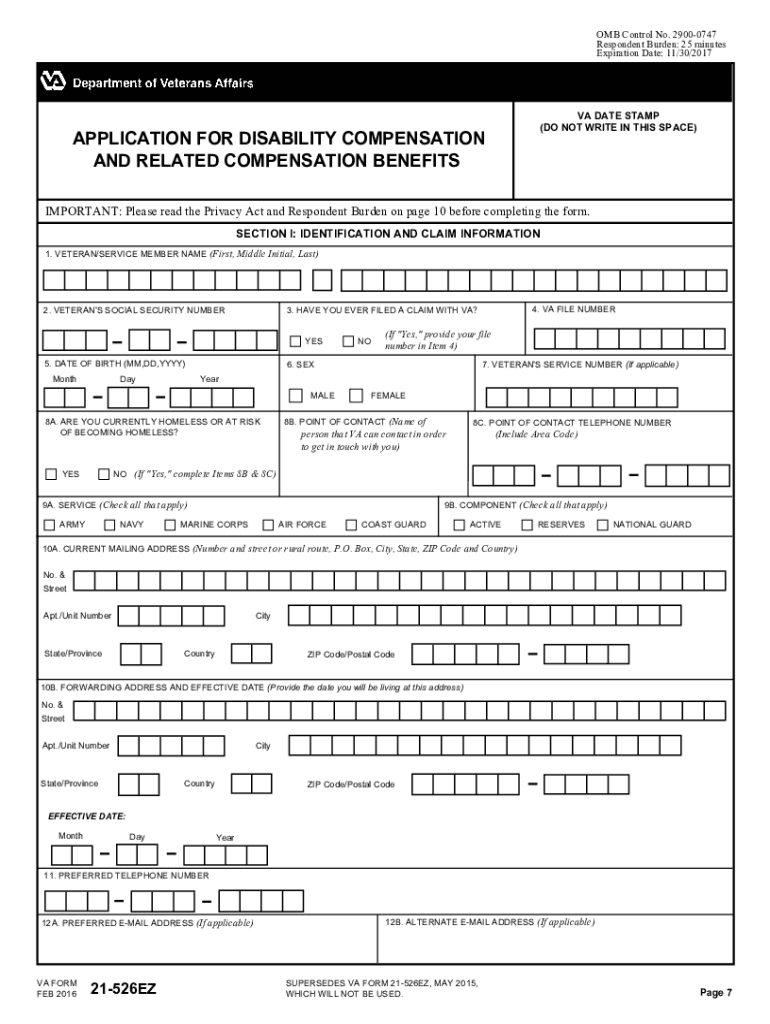 Va Form 21 526ez Printable Fill Out amp Sign Online DocHub